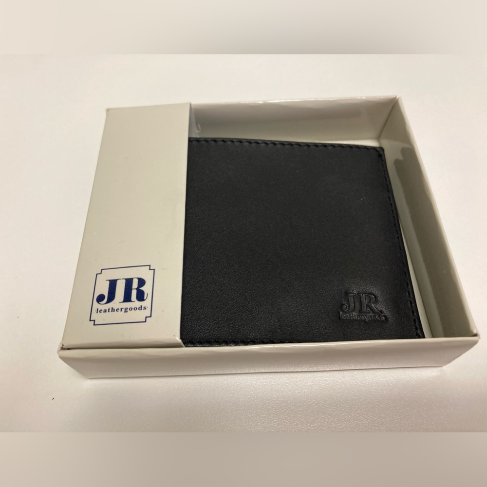 New Bi-fold black leather wallet